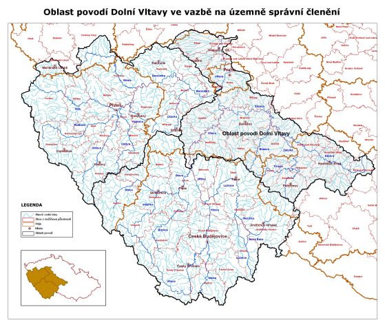 Oblast povodí Dolní Vltavy ve vazbě na územně správní členění