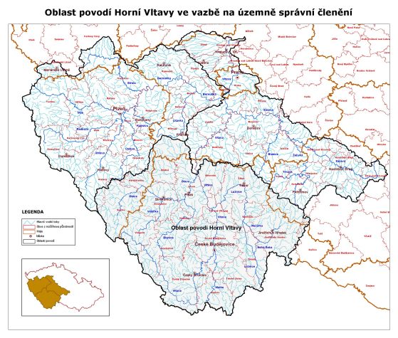 Oblast povodí Horní Vltavy ve vazbě na územně správní členění