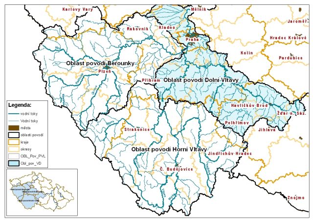 Oblast povodí Dolní Vltavy ve vazbě na územně správní členění