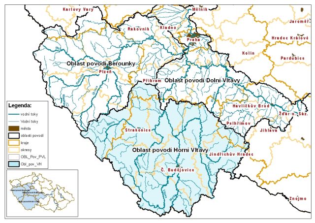 Oblast povodí Horní Vltavy ve vazbě na územně správní členění